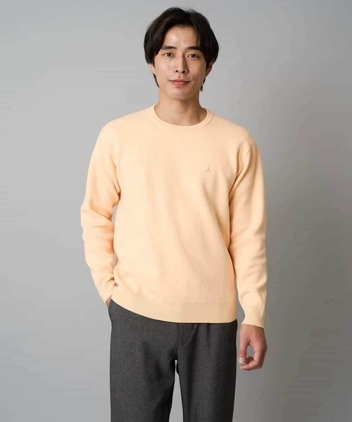 a.v.v（アーヴェヴェ）の「【洗濯機で洗える】ジャカードクルーネックニット（ニット/セーター・メンズ・ライラック/オレンジ/ダークインディゴブルー/ネイビー・50/48/46）」の8枚目の写真