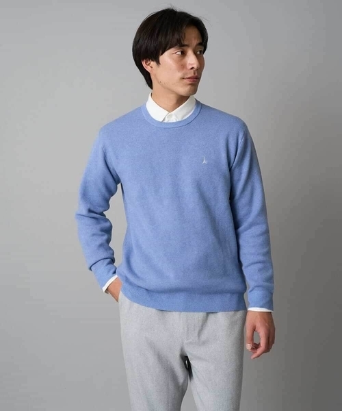 a.v.v（アーヴェヴェ）の「【洗濯機で洗える】ジャカードクルーネックニット（ニット/セーター・メンズ・ライラック/オレンジ/ダークインディゴブルー/ネイビー・50/48/46）」の16枚目の写真