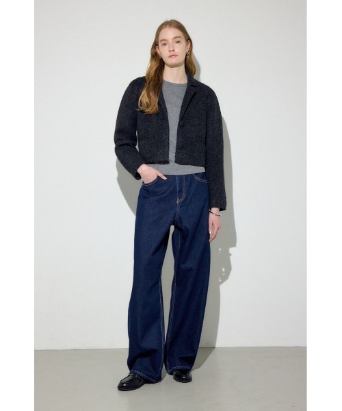 AZUL by moussy（アズールバイマウジー）の「【身長/骨格別着用画像あり】ニットジャケット　秋服　冬服（テーラードジャケット・レディース・ブラック/ブラウン・FREE）」の7枚目の写真