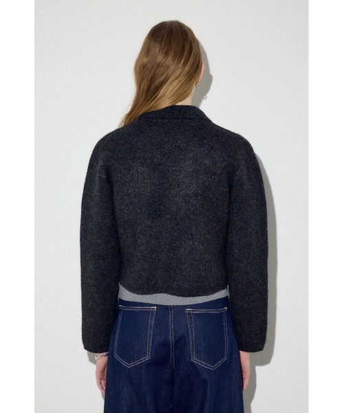 AZUL by moussy（アズールバイマウジー）の「【身長/骨格別着用画像あり】ニットジャケット　秋服　冬服（テーラードジャケット・レディース・ブラック/ブラウン・FREE）」の11枚目の写真