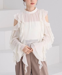 シアーラッフルブラウス