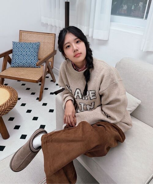 LMR（エルエムアール）の「レタリングジャガードプルオーバーニット BEIGE（ニット/セーター・レディース・ベージュ・L/M）」の10枚目の写真