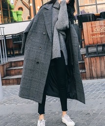 Pittok（ピットク）の「グレンチェック柄 ロングチェスターコート（チェスターコート）」