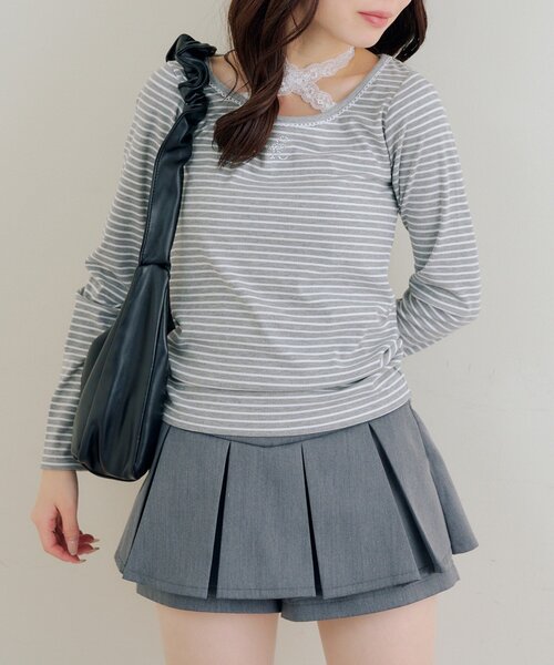 continuer de NICE CLAUP(コンティニューデナイスクラップ)の「【ガーリー好きにオススメ】マルチWAYレーステレコインナー(Tシャツ/カットソー・レディース・ドット/アイボリー/ブラック/その他12・FREE)」の16枚目の写真