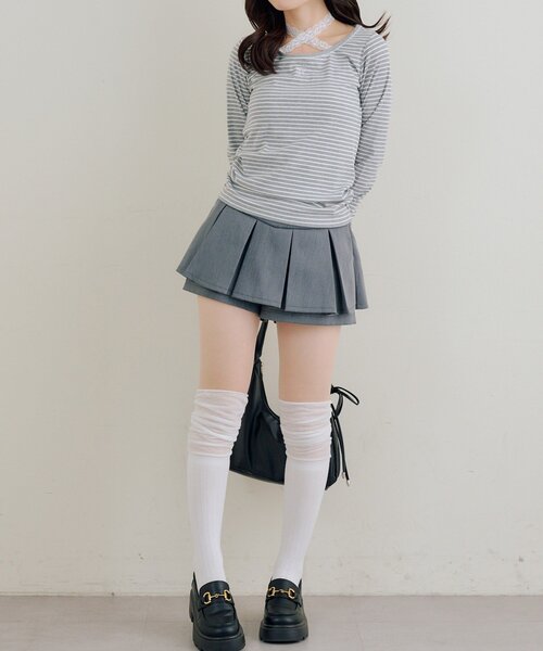 continuer de NICE CLAUP(コンティニューデナイスクラップ)の「【ガーリー好きにオススメ】マルチWAYレーステレコインナー(Tシャツ/カットソー・レディース・ドット/アイボリー/ブラック/その他12・FREE)」の14枚目の写真