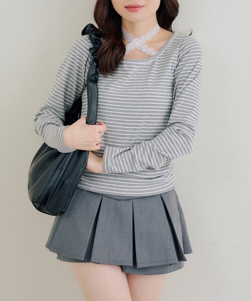 continuer de NICE CLAUP(コンティニューデナイスクラップ)の「【ガーリー好きにオススメ】マルチWAYレーステレコインナー(Tシャツ/カットソー・レディース・ドット/アイボリー/ブラック/その他12・FREE)」の10枚目の写真