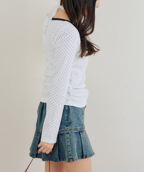 continuer de NICE CLAUP(コンティニューデナイスクラップ)の「【ガーリー好きにオススメ】マルチWAYレーステレコインナー(Tシャツ/カットソー・レディース・ドット/アイボリー/ブラック/その他12・FREE)」の5枚目の写真
