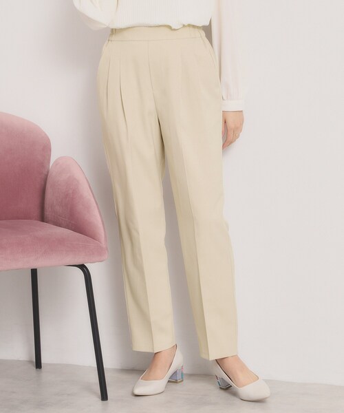 ITS'DEMO（イッツデモ）の「【洗濯機OK／イージーケア】ツイルストレッチテーパードパンツ（その他パンツ・レディース・ナチュラル/ブラック・40/38）」の2枚目の写真