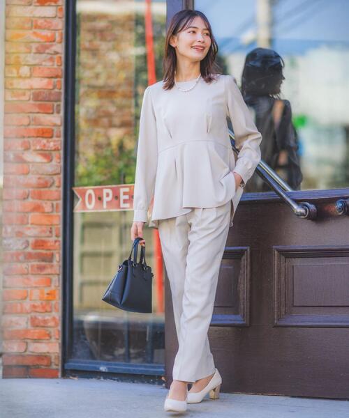 ITS'DEMO（イッツデモ）の「【洗濯機OK／イージーケア】ツイルストレッチテーパードパンツ（その他パンツ・レディース・ナチュラル/ブラック・40/38）」の5枚目の写真