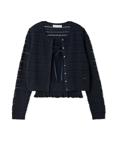 CELFORD（セルフォード）の「【洗える】レーシーニットアンサンブル（ニット/セーター・レディース・その他/オフホワイト/レッド/ダークネイビー・F）」の8枚目の写真