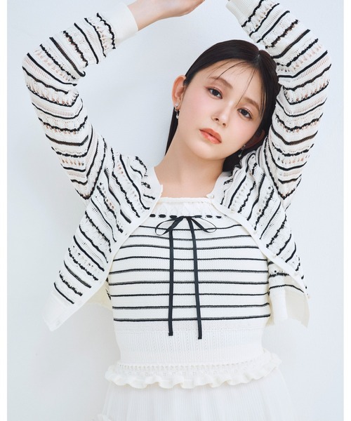 CELFORD（セルフォード）の「【洗える】レーシーニットアンサンブル（ニット/セーター・レディース・その他/オフホワイト/レッド/ダークネイビー・F）」の4枚目の写真