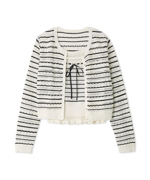 CELFORD（セルフォード）の「【洗える】レーシーニットアンサンブル（ニット/セーター・レディース・その他/オフホワイト/レッド/ダークネイビー・F）」の5枚目の写真