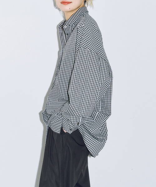 CITYSHOP（シティーショップ）の「GINGHAM CHECK シャツ（シャツ/ブラウス・レディース・ブラック・38/36）」の3枚目の写真
