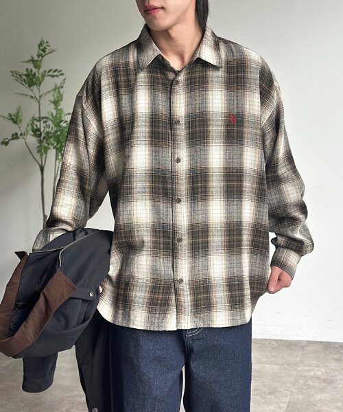 U.S. POLO ASSN.（ユーエスポロアッスン）の「【U.S. POLO ASSN.】チェックビエラシャツ（シャツ/ブラウス・レディース・アイボリー/サックスブルー/グリーン/ブラウン・LARGE/MEDIUM）」の3枚目の写真