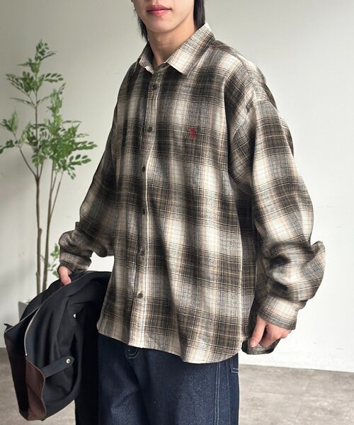 U.S. POLO ASSN.（ユーエスポロアッスン）の「【U.S. POLO ASSN.】チェックビエラシャツ（シャツ/ブラウス・レディース・アイボリー/サックスブルー/グリーン/ブラウン・LARGE/MEDIUM）」の10枚目の写真