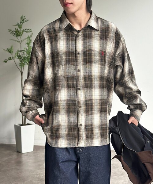 U.S. POLO ASSN.（ユーエスポロアッスン）の「【U.S. POLO ASSN.】チェックビエラシャツ（シャツ/ブラウス・レディース・アイボリー/サックスブルー/グリーン/ブラウン・LARGE/MEDIUM）」の13枚目の写真