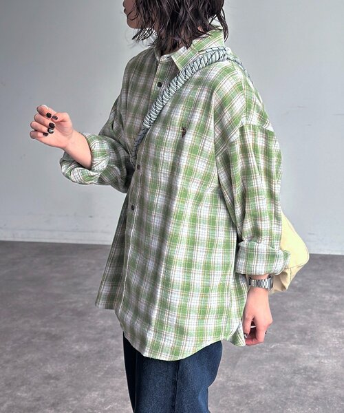U.S. POLO ASSN.（ユーエスポロアッスン）の「【U.S. POLO ASSN.】チェックビエラシャツ（シャツ/ブラウス・レディース・アイボリー/サックスブルー/グリーン/ブラウン・LARGE/MEDIUM）」の19枚目の写真