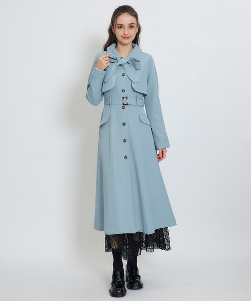 REDYAZEL（レディアゼル）の「2WAYレイヤードライクリボントレンチコート（トレンチコート・レディース・ベージュ/サックスブルー/オフホワイト・MEDIUM/SMALL）」の3枚目の写真