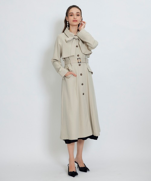 REDYAZEL（レディアゼル）の「2WAYレイヤードライクリボントレンチコート（トレンチコート・レディース・ベージュ/サックスブルー/オフホワイト・MEDIUM/SMALL）」の18枚目の写真