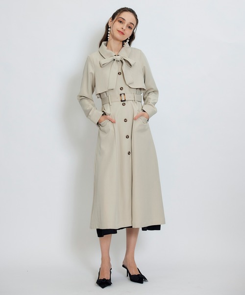 REDYAZEL（レディアゼル）の「2WAYレイヤードライクリボントレンチコート（トレンチコート・レディース・ベージュ/サックスブルー/オフホワイト・MEDIUM/SMALL）」の19枚目の写真