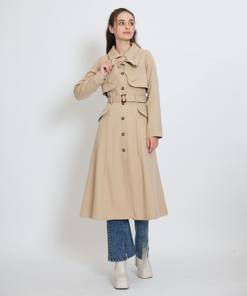 REDYAZEL（レディアゼル）の「2WAYレイヤードライクリボントレンチコート（トレンチコート・レディース・ベージュ/サックスブルー/オフホワイト・MEDIUM/SMALL）」の9枚目の写真