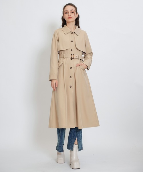 REDYAZEL（レディアゼル）の「2WAYレイヤードライクリボントレンチコート（トレンチコート・レディース・ベージュ/サックスブルー/オフホワイト・MEDIUM/SMALL）」の11枚目の写真