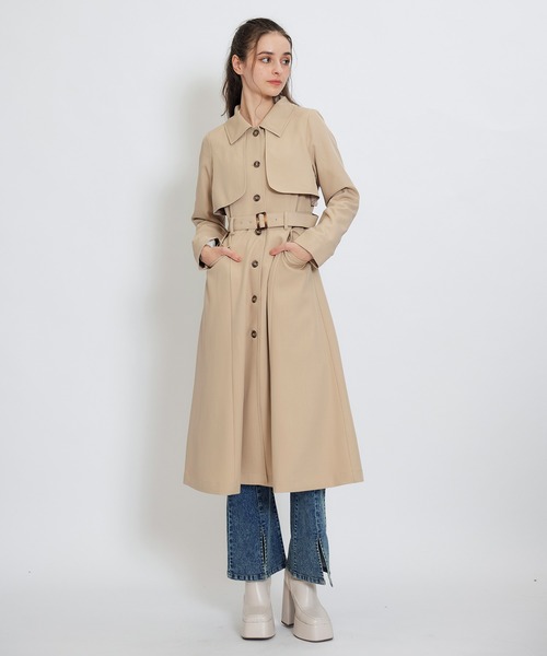 REDYAZEL（レディアゼル）の「2WAYレイヤードライクリボントレンチコート（トレンチコート・レディース・ベージュ/サックスブルー/オフホワイト・MEDIUM/SMALL）」の12枚目の写真