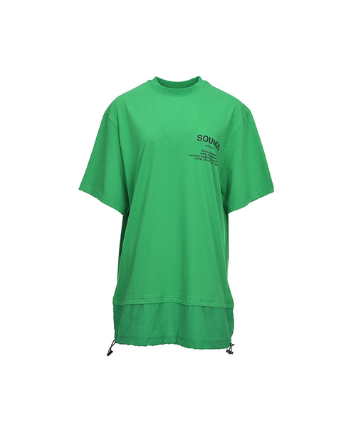 BMUETTE(ビムウィエ)の「レイヤードTシャツ - グリーン(Tシャツ/カットソー・レディース・グリーン/グレー・SMALL/MEDIUM)」の1枚目の写真