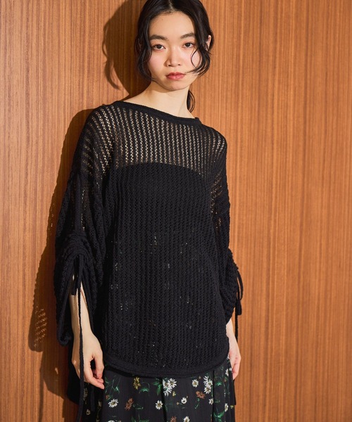 mysty woman（ミスティウーマン）の「7GメッシュニットLS　659795（ニット/セーター・レディース・オフホワイト/ブラック/グリーン/ベージュ・FREE）」の9枚目の写真