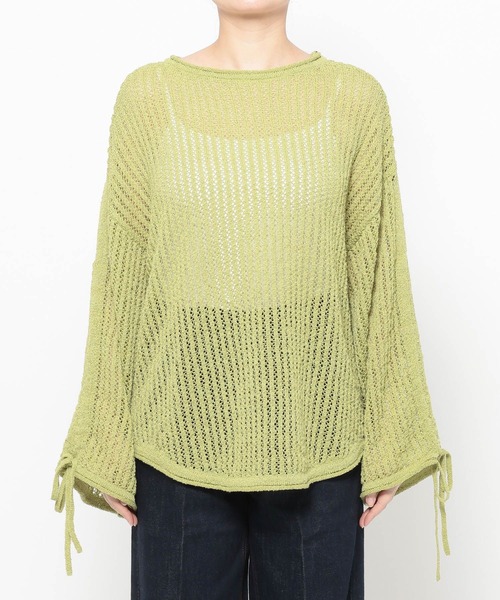 mysty woman（ミスティウーマン）の「7GメッシュニットLS　659795（ニット/セーター・レディース・オフホワイト/ブラック/グリーン/ベージュ・FREE）」の14枚目の写真