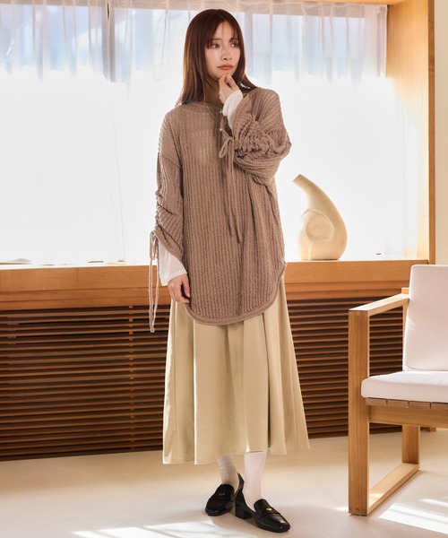 mysty woman（ミスティウーマン）の「7GメッシュニットLS　659795（ニット/セーター・レディース・オフホワイト/ブラック/グリーン/ベージュ・FREE）」の11枚目の写真