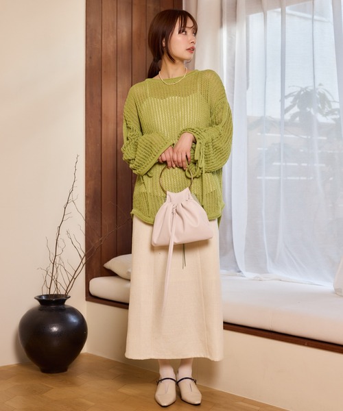 mysty woman（ミスティウーマン）の「7GメッシュニットLS　659795（ニット/セーター・レディース・オフホワイト/ブラック/グリーン/ベージュ・FREE）」の13枚目の写真