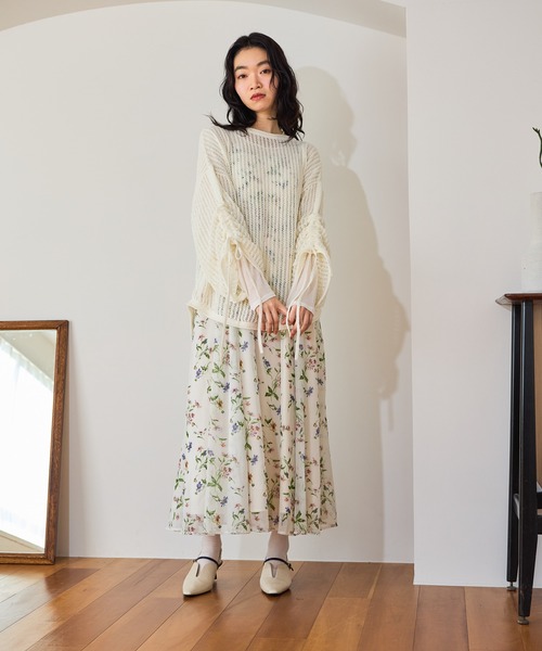 mysty woman（ミスティウーマン）の「7GメッシュニットLS　659795（ニット/セーター・レディース・オフホワイト/ブラック/グリーン/ベージュ・FREE）」の7枚目の写真