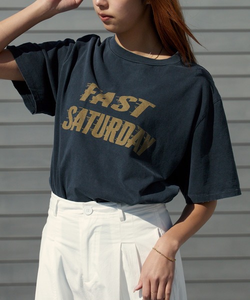 REMI RELIEF（レミレリーフ）の「REMI RELIEF/レミレリーフ SP加工 New Fit-T(FAST SATURDAY) 天竺 ヴィンテージTシャツ 2026年春夏（Tシャツ/カットソー・メンズ・オフホワイト/ブラック・M/L/XL）」の16枚目の写真