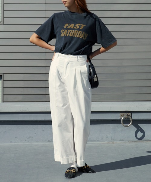 REMI RELIEF（レミレリーフ）の「REMI RELIEF/レミレリーフ SP加工 New Fit-T(FAST SATURDAY) 天竺 ヴィンテージTシャツ 2026年春夏（Tシャツ/カットソー・メンズ・オフホワイト/ブラック・M/L/XL）」の18枚目の写真