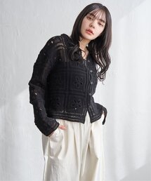 notch.（ノッチ）の「かぎ編みシャツ襟カーディガン（カーディガン/ボレロ）」