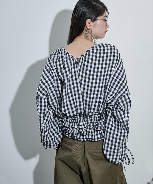 THE YOn(ザヨン)の「2WAYビスチェセットギンガムチェックブラウス(シャツ/ブラウス・レディース・ブラック/セージグリーン/ブラウン・FREE)」の20枚目の写真