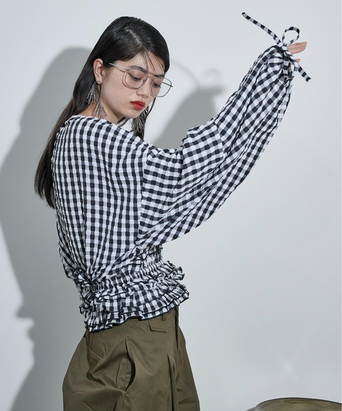 THE YOn(ザヨン)の「2WAYビスチェセットギンガムチェックブラウス(シャツ/ブラウス・レディース・ブラック/セージグリーン/ブラウン・FREE)」の19枚目の写真