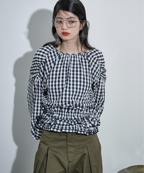 THE YOn(ザヨン)の「2WAYビスチェセットギンガムチェックブラウス(シャツ/ブラウス・レディース・ブラック/セージグリーン/ブラウン・FREE)」の17枚目の写真