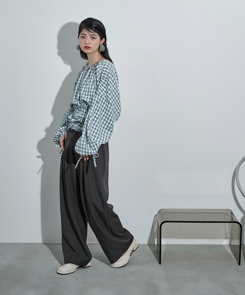 THE YOn(ザヨン)の「2WAYビスチェセットギンガムチェックブラウス(シャツ/ブラウス・レディース・ブラック/セージグリーン/ブラウン・FREE)」の9枚目の写真