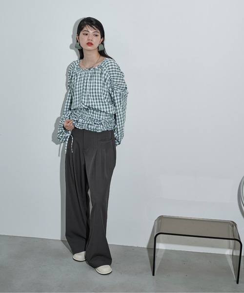 THE YOn(ザヨン)の「2WAYビスチェセットギンガムチェックブラウス(シャツ/ブラウス・レディース・ブラック/セージグリーン/ブラウン・FREE)」の7枚目の写真