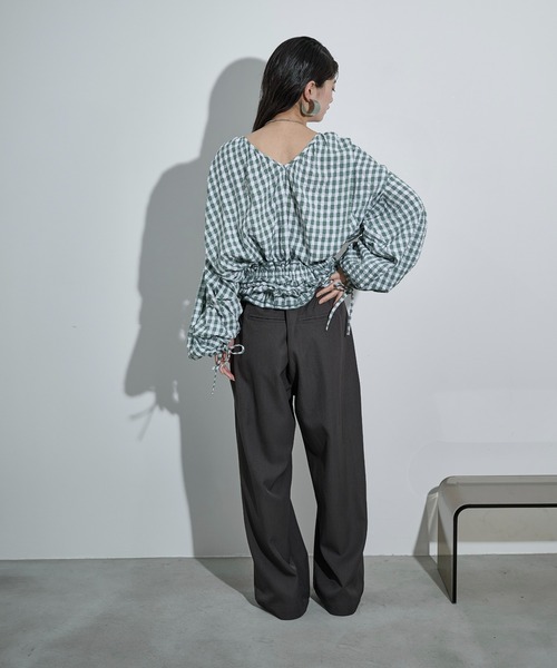 THE YOn(ザヨン)の「2WAYビスチェセットギンガムチェックブラウス(シャツ/ブラウス・レディース・ブラック/セージグリーン/ブラウン・FREE)」の11枚目の写真