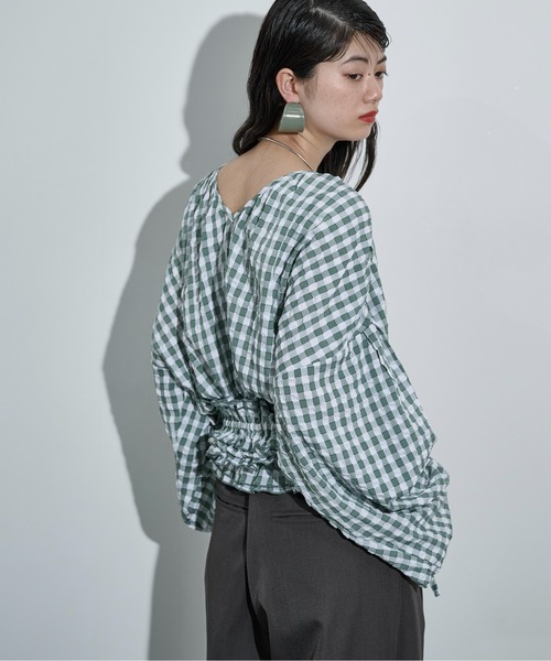 THE YOn(ザヨン)の「2WAYビスチェセットギンガムチェックブラウス(シャツ/ブラウス・レディース・ブラック/セージグリーン/ブラウン・FREE)」の5枚目の写真