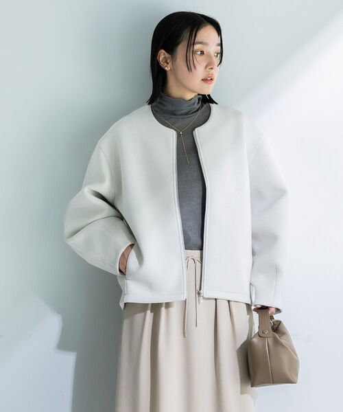 Green　Parks（グリーンパークス）の「ZIPカラーブルゾン（ブルゾン・レディース・ホワイト系その他2/ブラック・FREE）」の6枚目の写真