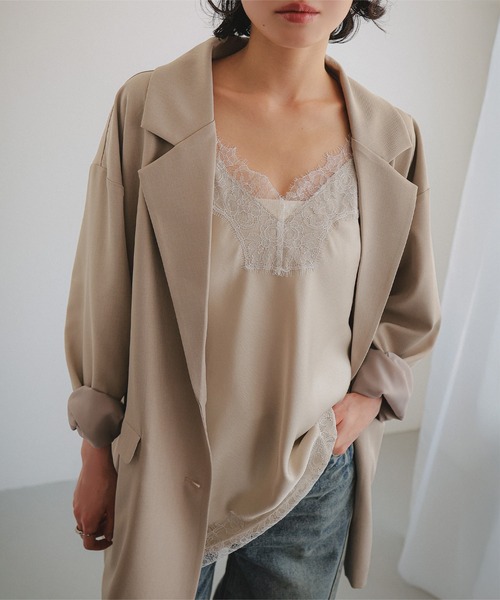 KOBE LETTUCE（コウベレタス）の「サテンレースキャミトップス（キャミソール・レディース・ミント/ライトベージュ/ブラック・M）」の10枚目の写真