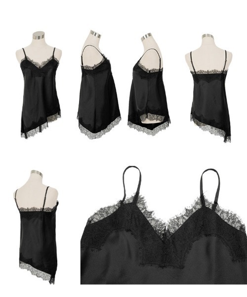 KOBE LETTUCE（コウベレタス）の「サテンレースキャミトップス（キャミソール・レディース・ミント/ライトベージュ/ブラック・M）」の13枚目の写真