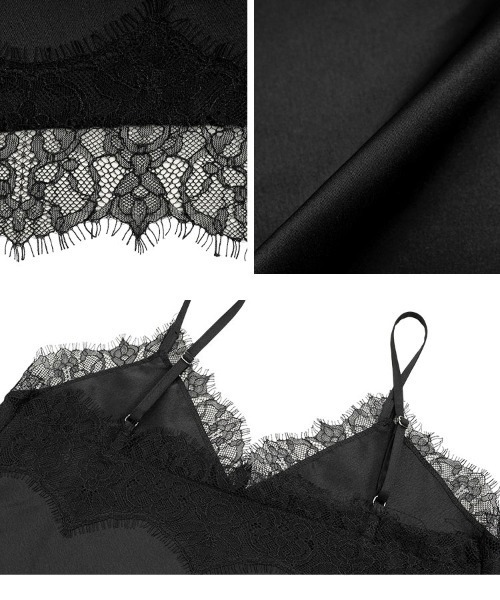 KOBE LETTUCE（コウベレタス）の「サテンレースキャミトップス（キャミソール・レディース・ミント/ライトベージュ/ブラック・M）」の14枚目の写真