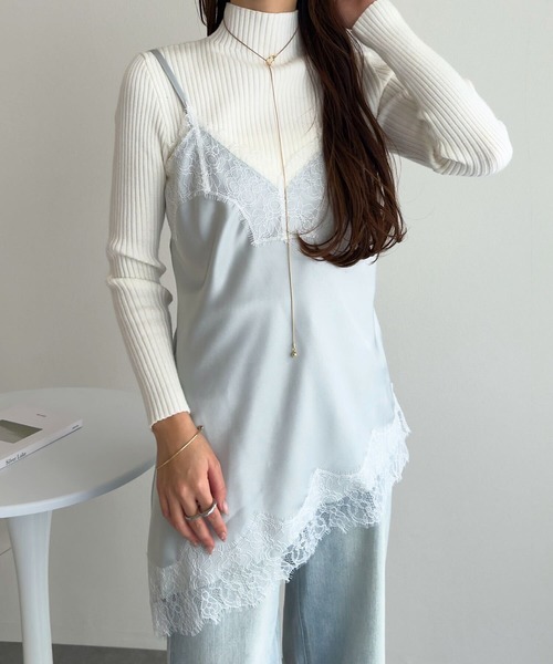 KOBE LETTUCE（コウベレタス）の「サテンレースキャミトップス（キャミソール・レディース・ミント/ライトベージュ/ブラック・M）」の11枚目の写真