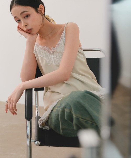 KOBE LETTUCE（コウベレタス）の「サテンレースキャミトップス（キャミソール・レディース・ミント/ライトベージュ/ブラック・M）」の21枚目の写真