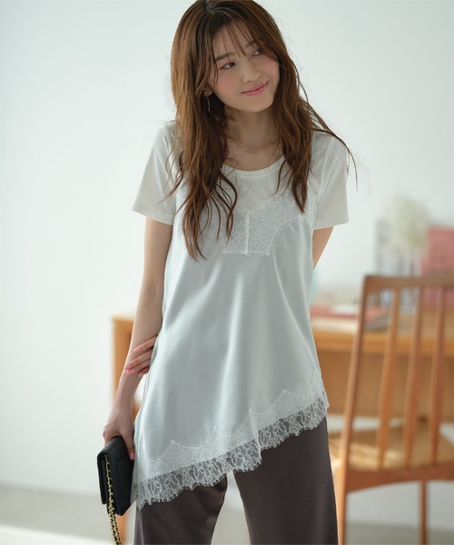 KOBE LETTUCE（コウベレタス）の「サテンレースキャミトップス（キャミソール・レディース・ミント/ライトベージュ/ブラック・M）」の19枚目の写真